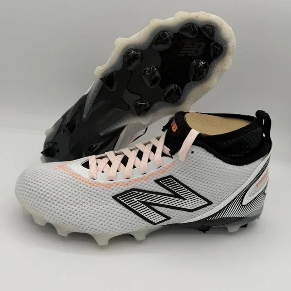 New Balance FreezeLX v5 Lacrosse Cleats Mens Size 8 White Black Hot Mango